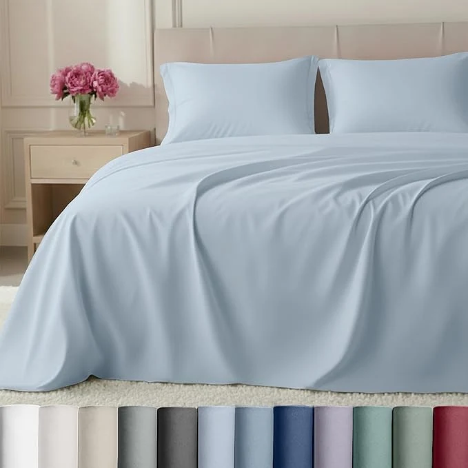 Original Design California Design Den Cotton Bed Sheets Queen Size Set – Luxury Hotel 800 Thread Count Sateen Natural Cotton Sheets Queen Size Set Durable Deep Pockets Bedding Set – Blue Grey Tone Elite