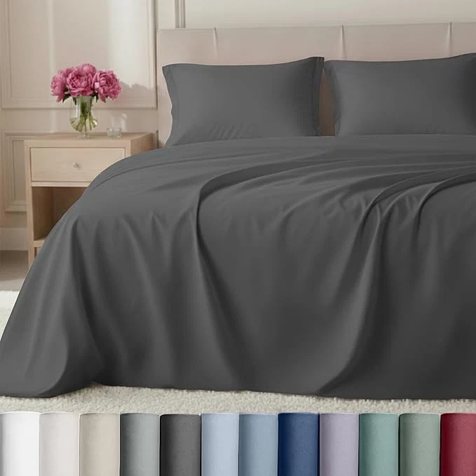 Classic California Design Den Luxury Cotton Sheets Queen Size – Buttery Soft 800 Thread Count Sateen Deep Pocket Sheets Durable Bedding Set – Grey Exclusive
