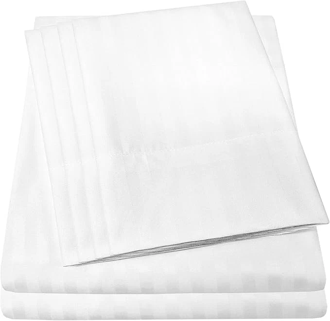 Environmentally Friendly Full Size Bed Sheets – 6 Piece 1500 Supreme Collection Fine Brushed Microfiber Deep Pocket Full Sheet Set Bedding – 2 Extra Pillow Cases Great Value Full Dobby White Modern