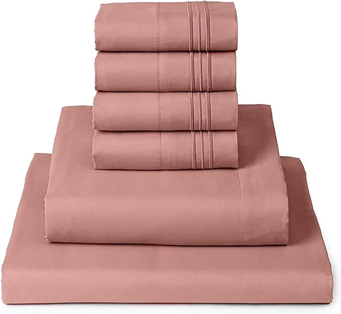 Lightweight Mellanni Queen Sheet Set – 6-Piece Iconic Collection Bedding Including 4 Pillowcases 16-Inch Deep Pocket Easy Care Extra Soft Cooling Sheets Brushed Microfiber – Coral Contemporary