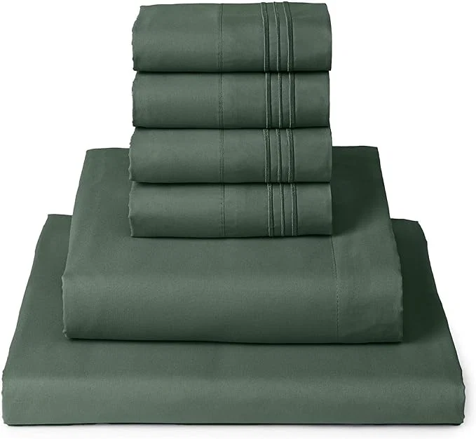 Elite Mellanni California King Sheet Set – 6-Piece Iconic Collection Bedding Including 4 Pillowcases 16-Inch Deep Pocket Easy Care Extra Soft Cooling Sheets Brushed Microfiber – Emerald Green Quality