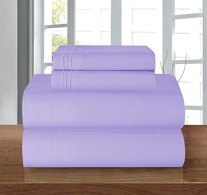 Pure Elegant Comfort Luxury Soft 1500 Premier Hotel Quality 4-Piece Sheet Wrinkle and Fade Resistant Bedding Set Deep Pocket up to 16inch Queen Lavender Top-Quality