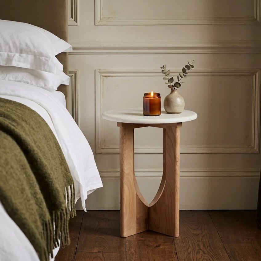 Efficient Kuching side table white marble Modern
