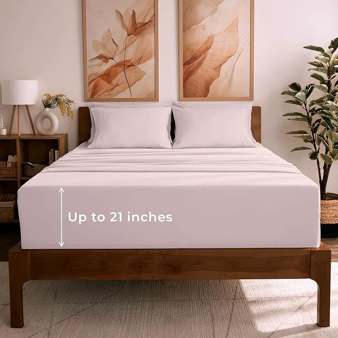 High-Quality Mellanni Full Sheet Set – 6-Piece Iconic Collection Bedding Including 4 Pillowcases 21-Inch Extra Deep Pocket Easy Care Ultra Soft Cooling Sheets Brushed Microfiber – Blush Pink Authentic