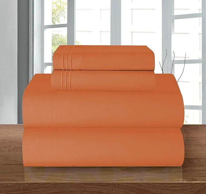 Powerful Elegant Comfort Luxury 1500 Premium Hotel Quality Microfiber 4-Piece Sheet Set – Wrinkle Resistant All Around Elastic Fitted Sheet Deep Pocket up to 16 quot King Coral Casual