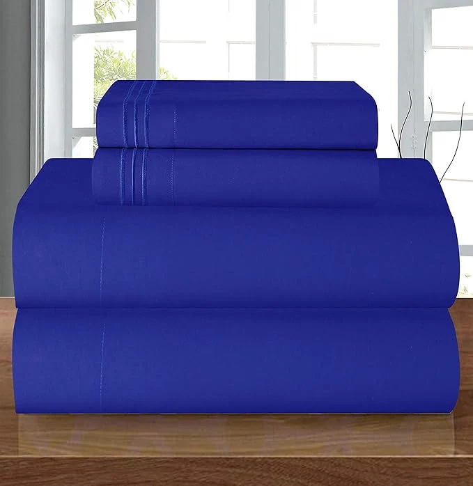 Versatile Elegant Comfort Luxury 1500 Premium Hotel Quality Microfiber 4-Piece Sheet Set – Wrinkle Resistant All Around Elastic Fitted Sheet Deep Pocket up to 16 quot Twin Twin XL Royal Blue Solid