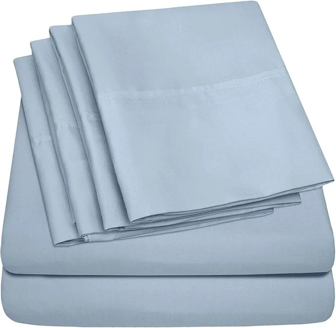 Traditional Twin Size Bed Sheets – 4 Piece 1500 Supreme Collection Fine Brushed Microfiber Deep Pocket Twin Sheet Set Bedding – 1 EXTRA PILLOW CASES GREAT VALUE Twin Misty Blue Luxury