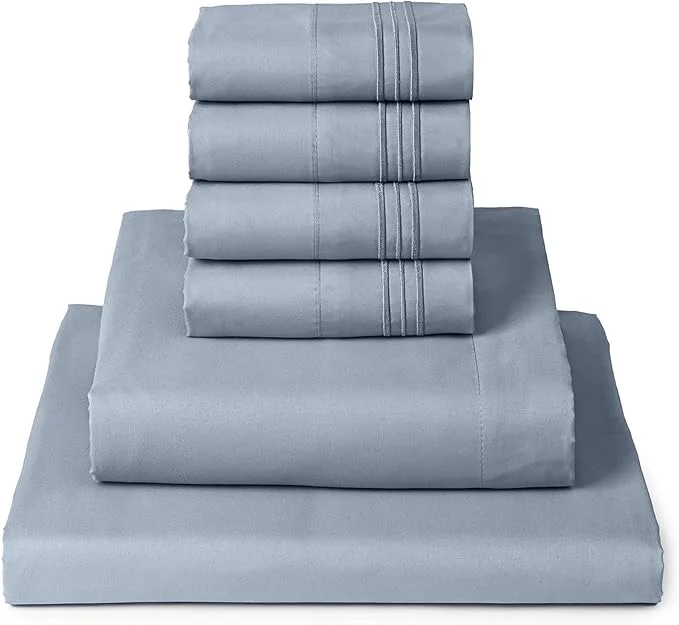 Innovative Mellanni King Sheet Set – 6-Piece Iconic Collection Bedding Including 4 Pillowcases 16-Inch Deep Pocket Easy Care Extra Soft Cooling Sheets Brushed Microfiber – Blue Hydrangea Reusable