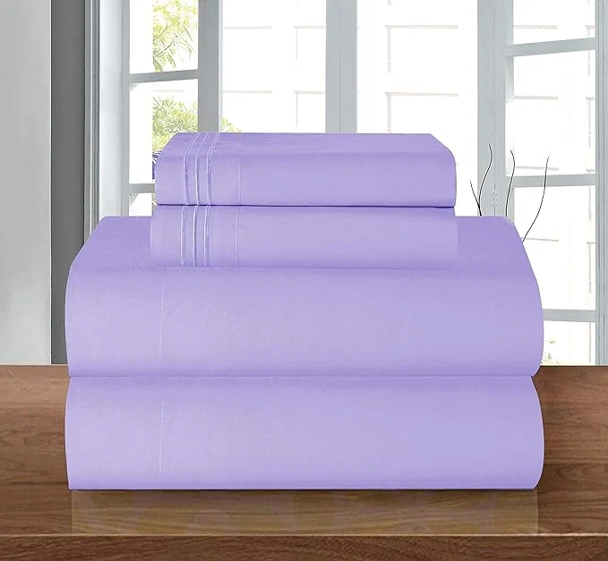 Fast Elegant Comfort Luxury 1500 Premium Hotel Quality Microfiber 4-Piece Sheet Set – Wrinkle Resistant All Around Elastic Fitted Sheet Deep Pocket up to 16 quot California King Lavender Durable