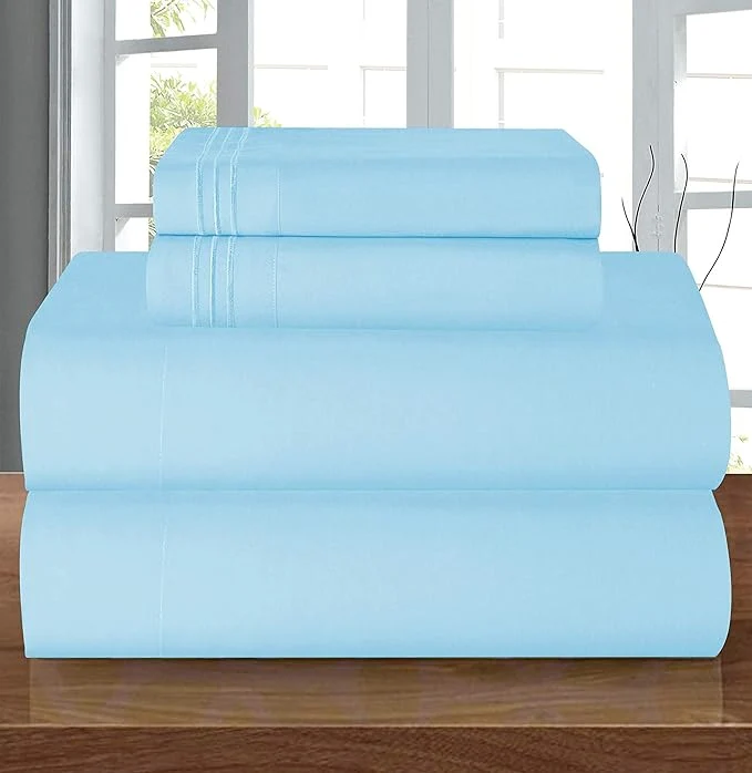 First-Class Elegant Comfort Luxury 1500 Premium Hotel Quality Microfiber 4-Piece Sheet Set – Wrinkle Resistant All Around Elastic Fitted Sheet Deep Pocket up to 16 quot Twin Twin XL Aqua Minimalist