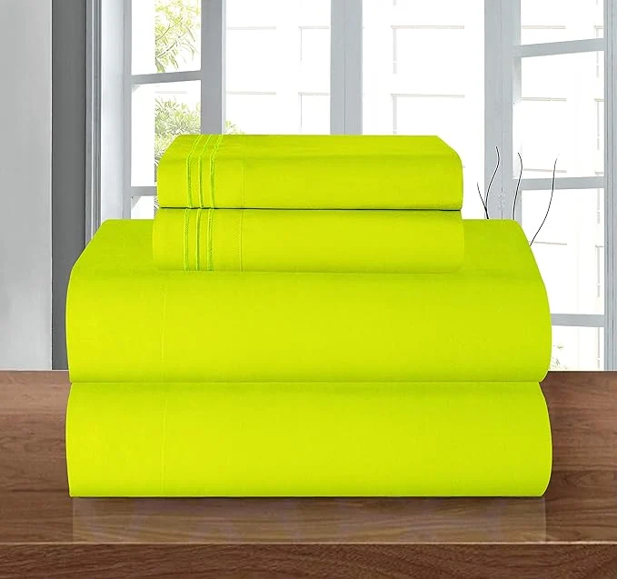Easy-to-Use Elegant Comfort Luxury 1500 Premium Hotel Quality Microfiber 4-Piece Sheet Set – Wrinkle Resistant All Around Elastic Fitted Sheet Deep Pocket up to 16 quot Queen Lime Certified