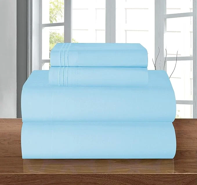 Effective Elegant Comfort Luxury Quality Microfiber 5-Piece 1500 Premium Hotel Sheet Set-Wrinkle Resistant All Around Elastic Fitted Sheet Deep Pocket up to 16 quot Split King Aqua Smooth