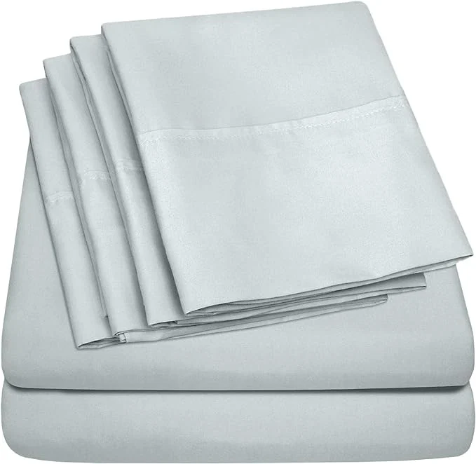 Soft Full Size Bed Sheets – 6 Piece 1500 Supreme Collection Fine Brushed Microfiber Deep Pocket Full Sheet Set Bedding – 2 Extra Pillow Cases Great Value Full Porclain Blue Durable