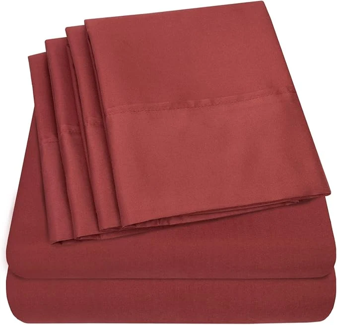 Advanced Sweet Home Collection 6 Piece 1500 Supreme Collection Brushed Microfiber Deep Pocket Sheet Set-2 Extra Pillow Cases Great Value Split King Burgundy Original