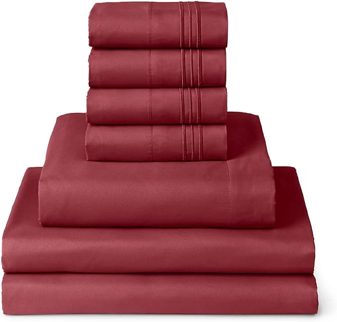 Quality Mellanni Split King Sheet Set – 7-Piece Iconic Collection Bedding Including 4 Pillowcases 16-Inch Deep Pocket Easy Care Extra Soft Cooling Sheets Brushed Microfiber – Brick Red Unique