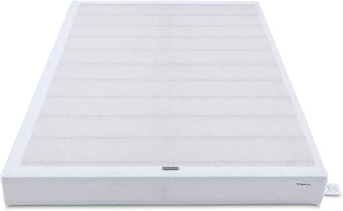 Soft Amazon Basics Smart Box Spring Bed Base 5-Inch Height Mattress Foundation Tool- Easy Assembly King 79 quot x 75.5 quot x 5 quot White Innovative