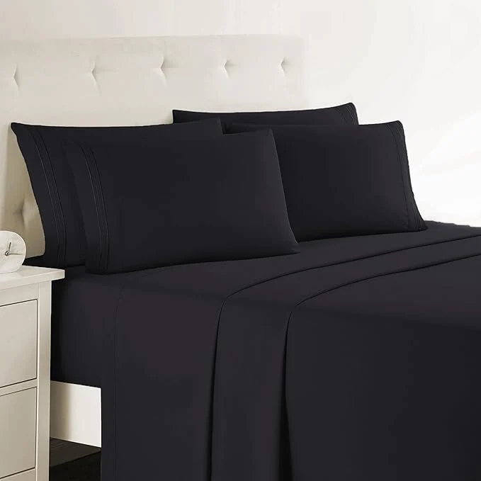 Top-Quality Clara Clark King Sheets 6 Piece Set – Hotel Luxury Sheets for King Size Bed Super Soft Bedding Set King Size Black Classic