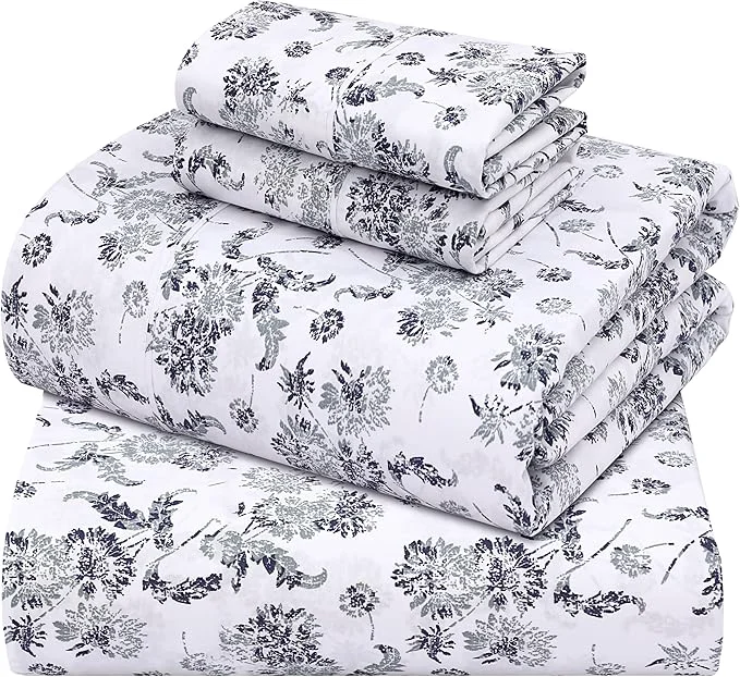 Luxury ZOYER Cotton Sheets – King Size Percale Bedding Cooling amp Breathable Durable with a Crisp Soft amp Comfortable Feel 16 quot Deep Pocket 4-Piece Set Frozen Garden Premium Material