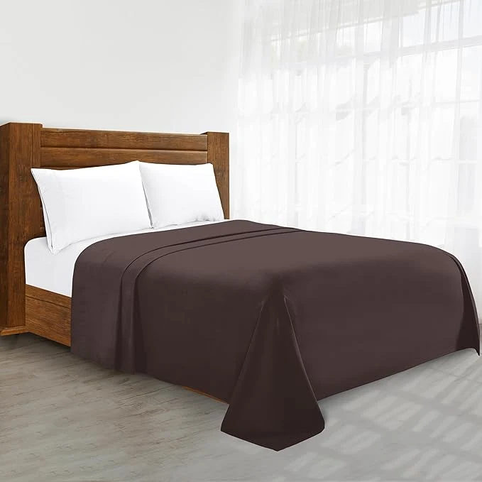 High-Quality Luxury Flat Sheet on Amazon Elegant Comfort Wrinkle- 1500 Premier Hotel Quality 1-Piece Flat Sheet King Size Chocolate Brown Organic