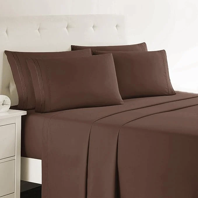 Premium Clara Clark Twin XL Sheets 5 Piece Set – Hotel Luxury Bed Sheets Super Soft Bedding Set Twin XL Size Chocolate Brown Quality