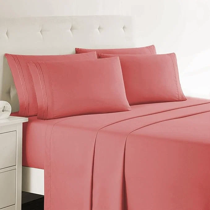 Excellent Clara Clark Cal King Sheets – Hotel Luxury 6 Piece Bed Sheets for Cal King Size Bed – Soft Bedding Sheets amp Pillowcases Fits Mattress up to 16 inch deep. California King Pink Clay Superior
