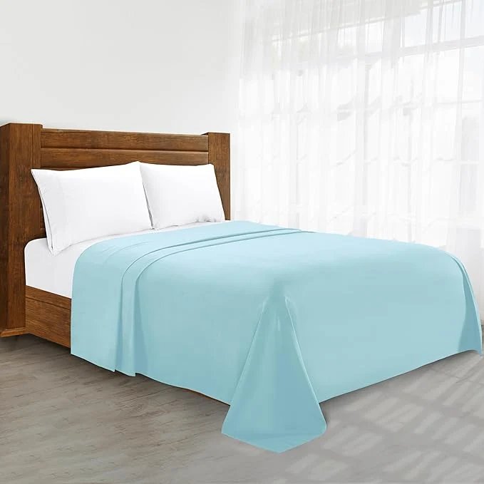 High-Grade Luxury Flat Sheet on Amazon Elegant Comfort Wrinkle- 1500 Premier Hotel Quality 1-Piece Flat Sheet Queen Size Aqua Flexible