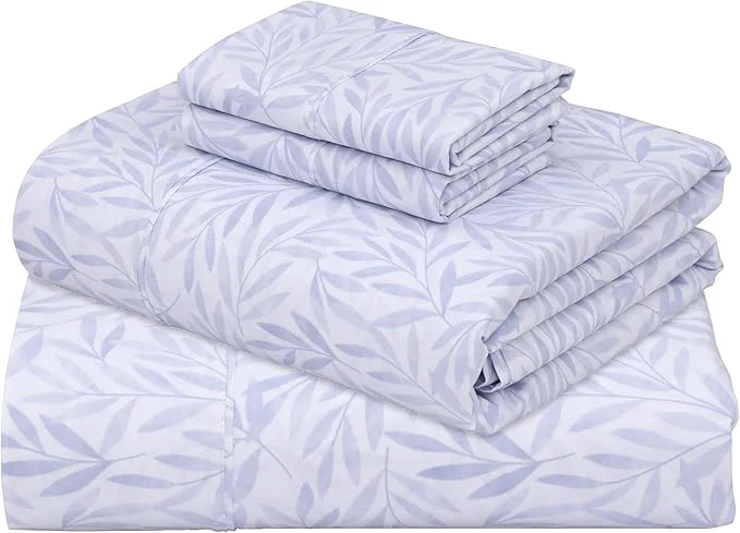 Original ZOYER Cotton Sheets – King Size Percale Bedding Cooling amp Breathable Durable with a Crisp Soft amp Comfortable Feel 16 quot Deep Pocket 4-Piece Set Blue Autumn Classic
