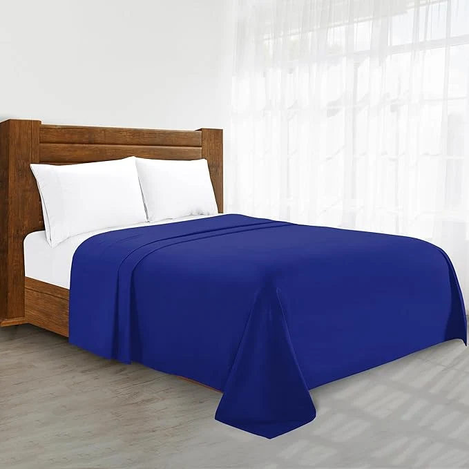 Comfortable Luxury Flat Sheet on Amazon Elegant Comfort Wrinkle- 1500 Premier Hotel Quality 1-Piece Flat Sheet King Size Royal Blue Carefully Designed