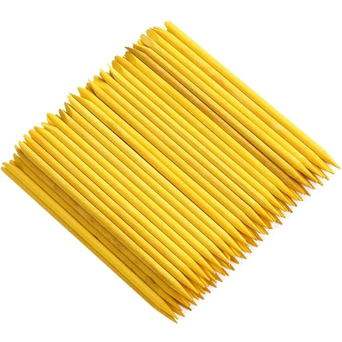 Top-Quality 100 Pcs Orange Wood Nail Sticks Double Sided Multi Functional Cuticle Pusher Eco-Friendly