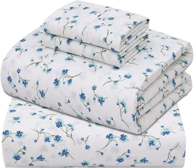Reusable ZOYER Cotton Sheets – Full Size Percale Bedding Cooling amp Breathable Durable with a Crisp Soft amp Comfortable Feel 16 quot Deep Pocket 4-Piece Set La Laa Flower Environmentally Friendly