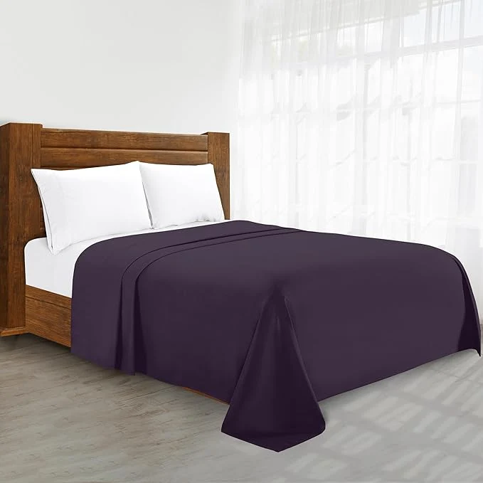 Organic Luxury Flat Sheet on Amazon Elegant Comfort Wrinkle- 1500 Premier Hotel Quality 1-Piece Flat Sheet King Size Purple Outstanding