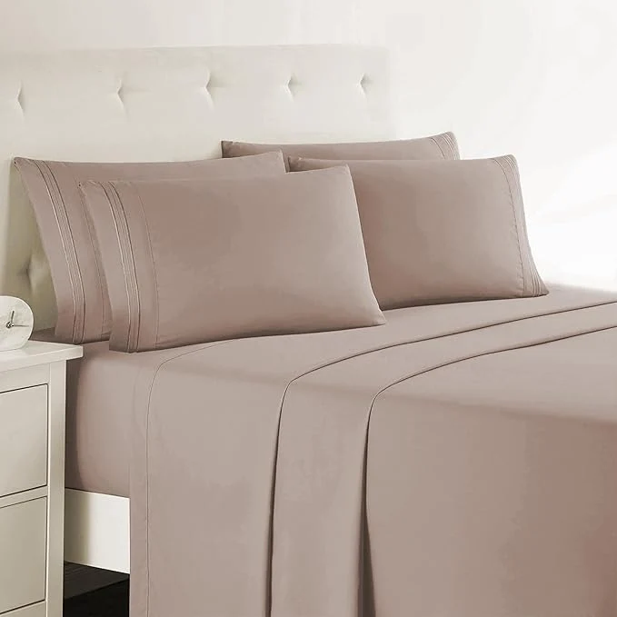 Reliable Clara Clark King Sheets 6 Piece Set – Hotel Luxury Sheets for King Size Bed Super Soft Bedding Set King Size Taupe Sand Lightweight