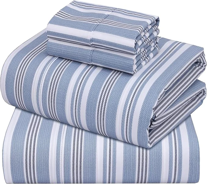 Expertly Made ZOYER Cotton Sheets – King Size Percale Bedding Cooling amp Breathable Durable with a Crisp Soft amp Comfortable Feel 16 quot Deep Pocket 4-Piece Set Nautica Herringbone World-Class