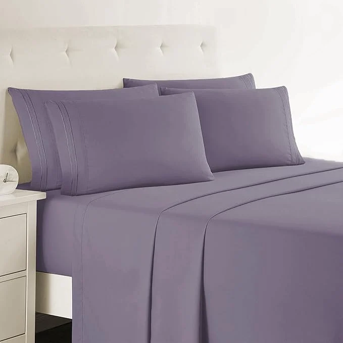 Convenient Clara Clark Full Sheets – Hotel Luxury 6 Piece Bed Sheets for Full Size Bed – Soft Bedding Sheets amp Pillowcases Fits Mattress up to 16 inch deep. Full Grayish Purple Genuine