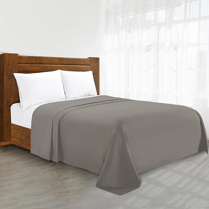 Crafted Luxury Flat Sheet on Amazon Elegant Comfort Wrinkle- 1500 Premier Hotel Quality 1-Piece Flat Sheet Queen Size Grey Easy-to-Use