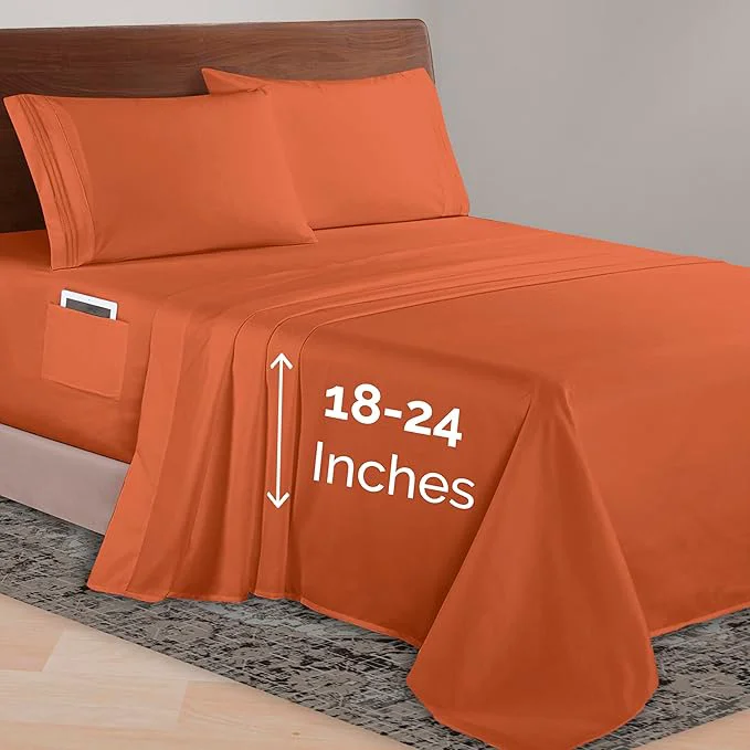 Verified Elegant Comfort Luxurious 1500 Premium Hotel Quality Microfiber 4-Piece Sheet Set 18-24 Inches Deep – Extra Deep Pocket Sheets – Ultra Soft 4PC Deep Pocket Sheets Full Coral Modern