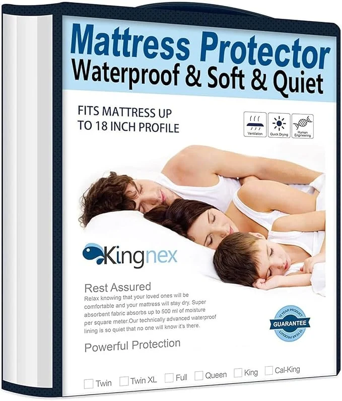 Enhanced Cooling Twin XL Mattress Protector Waterproof Ultra Soft Matressprotector for College Dorm Room Extra Long Twin Bed Noiseless Smooth Jersey Top Fitted Cover with Stretchy Pocket Healthy