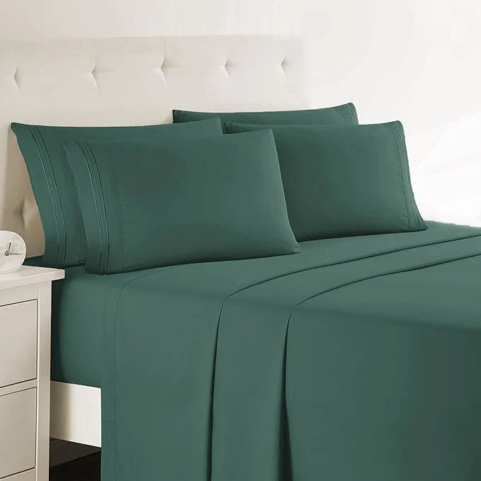 Safe Clara Clark King Sheets – Hotel Luxury 6 Piece Bed Sheets for King Size Bed – Soft Bedding Sheets amp Pillowcases Fits Mattress up to 16 inch deep. King Forest Green Versatile