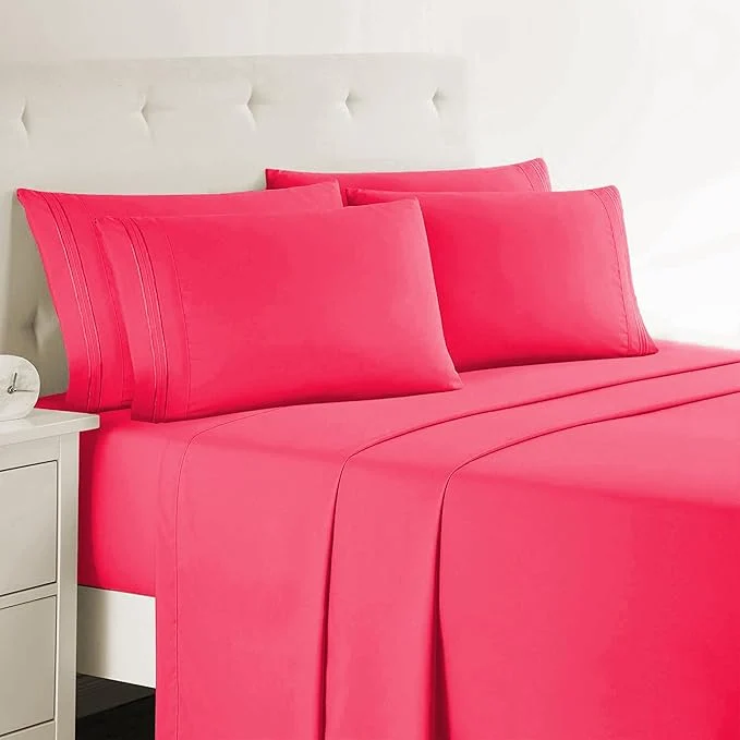 Reusable Clara Clark King Sheets 6 Piece Set – Hotel Luxury Sheets for King Size Bed Super Soft Bedding Set King Size Hot Pink Effective