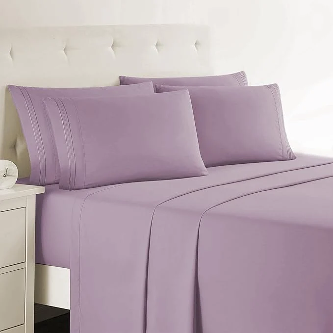 Premium Clara Clark Queen Sheets – Hotel Luxury 6 Piece Bed Sheets for Queen Size Bed – Soft Bedding Sheets amp Pillowcases Fits Mattress up to 16 inch deep. Queen Dusty Purple Genuine
