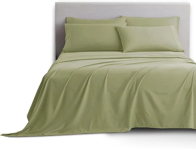 Fast Clara Clark Full Sheets 6 Piece Set – Hotel Luxury Bed Sheets Super Soft Bedding Set Full Size Sage Green Premium