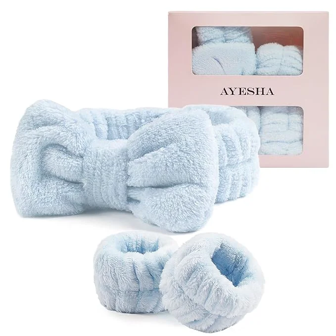 Secure Ayesha Blue Spa Headband and Wristband Set Certified