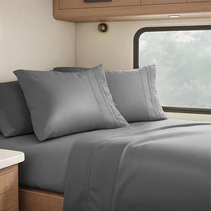 Powerful Clara Clark RV Queen Sheets 6 Piece RV Sheets Set – Hotel Luxury Sheets for RV Bunks Super Soft Bedding Set Short Queen Charcoal Gray Excellent