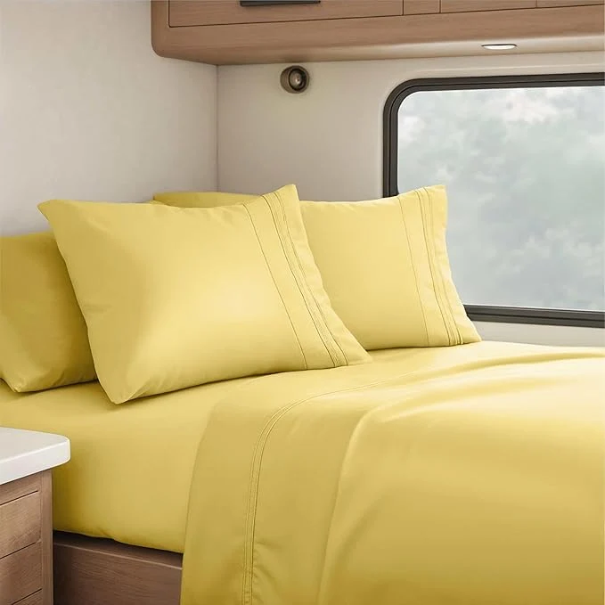 Traditional Clara Clark RV Queen Sheets 6 Piece RV Sheets Set – Hotel Luxury Sheets for RV Bunks Super Soft Bedding Set Short Queen Mellow Yellow Genuine