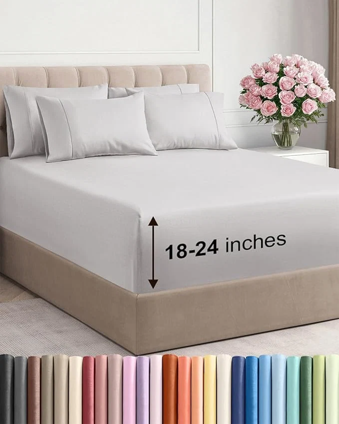 Effective Extra Deep Cal King Sheet Set – 6 Piece Breathable and Cooling Sheets – Hotel Luxury Bedding for Women Men Kids amp Teens – Easy Secure Fit – Soft and Wrinkle – Extra Deep Pockets – French Grey Exceptional