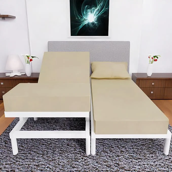 Breathable Split King Sheets Set with 2 Twin XL Fitted Sheet – 5 Piece Bedding – Wrinkle Fade Resistant Double Brushed Microfiber – Deep Pockets Easy Fit Tan Premium Material