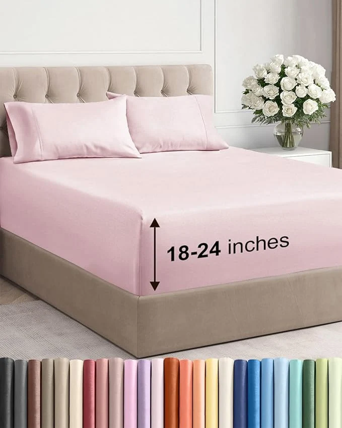 Modern Extra Deep Twin XL Sheet Set – 4 Piece Breathable and Cooling Sheets – Hotel Luxury Bedding for Women Men Kids amp Teens – Easy Secure Fit – Soft amp Wrinkle – Extra Deep Pockets – Lavender Pink Next-Generation