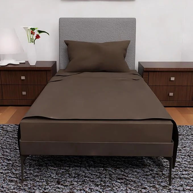 Detailed Twin Bedding Sets – 3-Pcs Set – Deep Pockets – Cooling Twin Bed Sheets – Soft and Breathable Twin Sheet Set -Twin Bedding for Luxurious Comfort – Bed Sheets Twin Size Chocolate Stylish