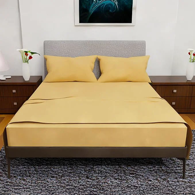 High-Grade Full Size Bed Sheets – 4Pcs Bed Sheets Full Size Set Deep Pocket Double Brushed Microfiber Fade Resistant Soft amp Breathable for Cozy and Comfortable Sleep Gold Proven