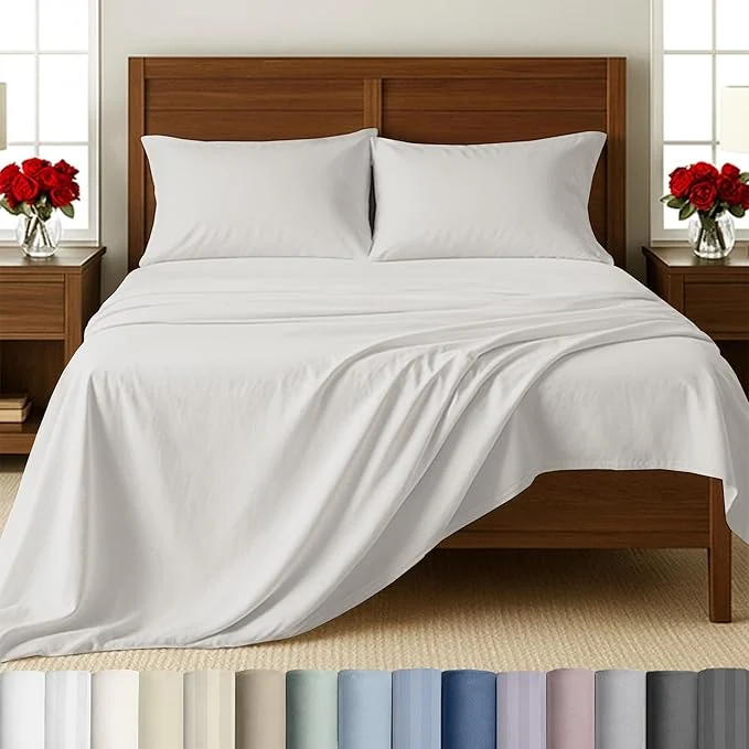 High-Quality California Design Den Split King Sheets Sets for Adjustable Bed – Cotton 500 Thread Count Sateen Deep Pocket Sheet amp Pillowcase Sets – True Ivory Fast